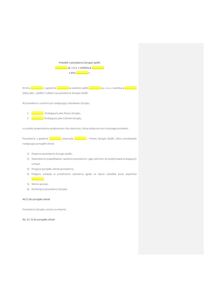 Zgoda na sprzedaż udziałów w spółce z oo wzór - obrazek 2